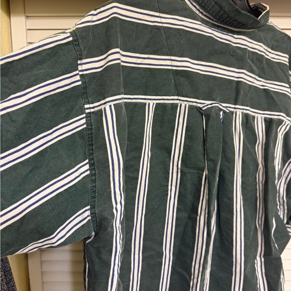GITAON VINTAGE Green White and Blue Striped Men's Shirt Sz XL - Picture 13 of 16